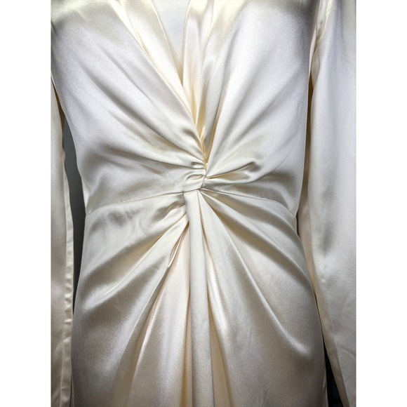 Reformation Delphi Ivory Silk Satin Twist Front High Slit Maxi Wedding Gown NWT - Picture 8 of 10
